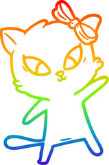 rainbow gradient line drawing cartoon cat