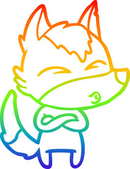 rainbow gradient line drawing cartoon wolf whistling