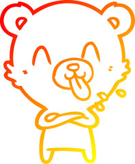 warm gradient line drawing rude cartoon bear