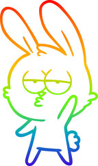 rainbow gradient line drawing cute cartoon rabbit