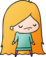 gradient cartoon of a cute kawaii girl