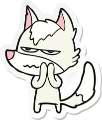 sticker of a cartoon annoyed wolf