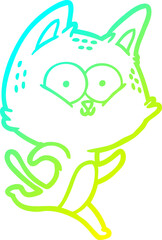 cold gradient line drawing cartoon cat running