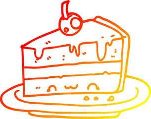 warm gradient line drawing cartoon cake