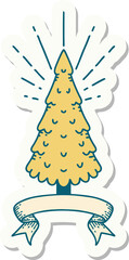 sticker of tattoo style pine tree