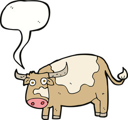 cartoon cow with speech bubble