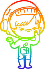 rainbow gradient line drawing angry cartoon space girl