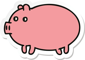 sticker of a cute cartoon fat pig