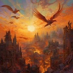 Naklejka premium Landscape of towering crystalline structures