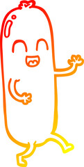 warm gradient line drawing cartoon dancing sausage