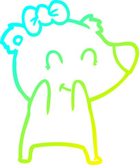 cold gradient line drawing female bear cartoon