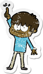 distressed sticker of a happy cartoon man