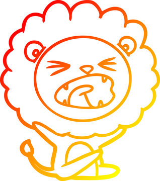 recommend clip art: warm gradient line drawing cartoon lion throwing tantrum