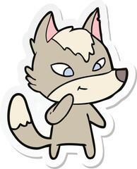 Obraz na płótnie Canvas sticker of a friendly cartoon wolf