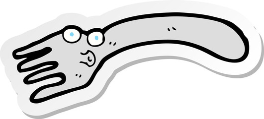 sticker of a cartoon fork