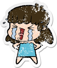 distressed sticker of a cartoon woman