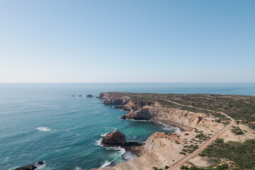 Fototapeta premium view of the coast of the atlantic ocean sea in carrapateira algarve portugal