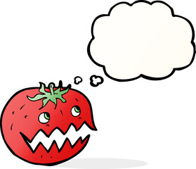cartoon tomato with speech bubble