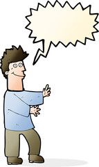 cartoon happy man with speech bubble