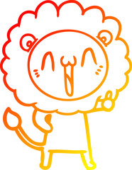warm gradient line drawing happy cartoon lion