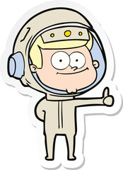 sticker of a happy astronaut cartoon