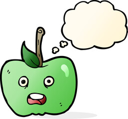 cartoon apple with thought bubble