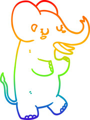 rainbow gradient line drawing cartoon elephant