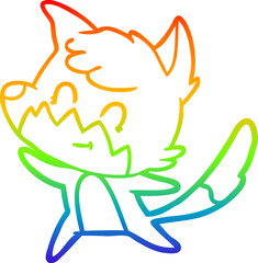 rainbow gradient line drawing cartoon friendly fox