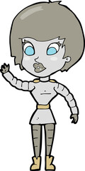 cartoon robot woman waving
