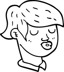 line drawing cartoon of boys face