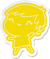 cartoon sticker of a cute kawaii girl