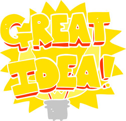 flat color illustration of a cartoon GREAT IDEA! symbol