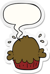 cute cartoon pie and speech bubble sticker
