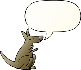 cartoon kangaroo and speech bubble in smooth gradient style