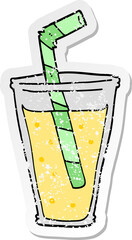 distressed sticker of a cartoon fizzy drink