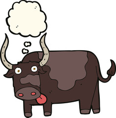 cartoon bull with thought bubble