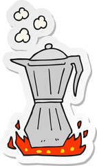 sticker of a cartoon stovetop espresso maker