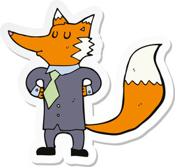 sticker of a cartoon fox businessman