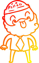 warm gradient line drawing man with beard with hat and shirt