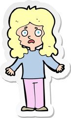 sticker of a cartoon worried woman