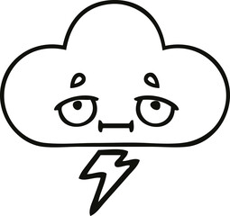 line drawing cartoon thunder cloud