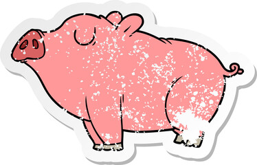 distressed sticker of a cartoon pig
