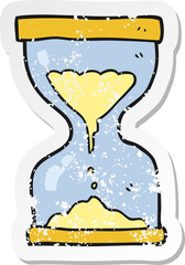 retro distressed sticker of a cartoon sand timer hourglass