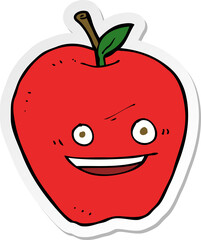 sticker of a cartoon happy apple