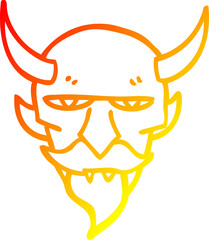 warm gradient line drawing cartoon devil face