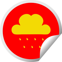circular peeling sticker cartoon rain cloud