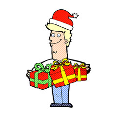 cartoon man with gifts