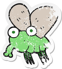 retro distressed sticker of a cartoon fly