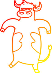 warm gradient line drawing cartoon bull