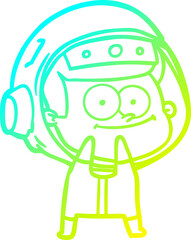 cold gradient line drawing happy astronaut cartoon